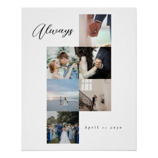 Poster Minimal Elegant Wedding Customizable Photo Collage