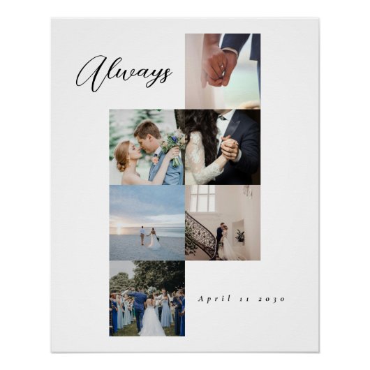 Poster Minimal Elegant Wedding Customizable Photo Collage (Devant)