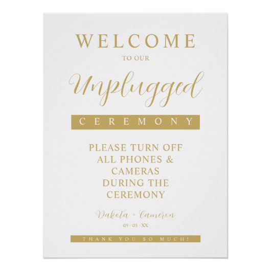 Poster Minimal Fake Golden Effect Simple Unplugged Script (Devant)