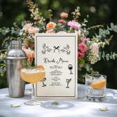 Poster Minimal Hand Drawn “Drinks Menu” Wedding Bar 