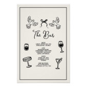 Poster Minimal Hand Drawn “Drinks Menu” Wedding Bar (Devant)