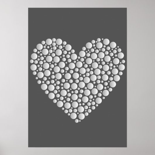 Poster Minimal Heart Circles – White Gradient on Dark  (Devant)