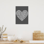 Poster Minimal Heart Circles – White Gradient on Dark  (Cuisine)