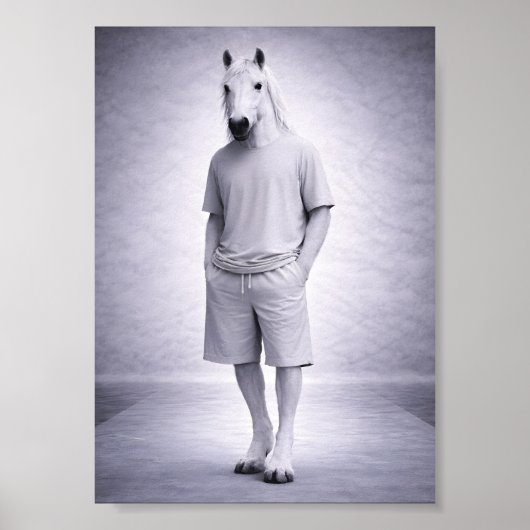 Poster Minimal Horse in Casual Modern Outfit (Devant)