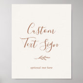 Poster Minimal Leaf | Boho Cream Custom Text Sign (Devant)