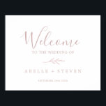 Poster Minimal Leaf | Dusty Rose Wedding Welcome<br><div class="desc">This minimal leaf dusty rose wedding welcome poster is perfect for an elegant wedding. The design features a simple greenery silhouette in light blush pink with classic minimalist style. Customize the poster with the name of the bride and groom,  and the date of the wedding.</div>