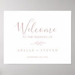 Poster Minimal Leaf | Dusty Rose Wedding Welcome<br><div class="desc">This minimal leaf dusty rose wedding welcome poster is perfect for an elegant wedding. The design features a simple greenery silhouette in light blush pink with classic minimalist style. Customize the poster with the name of the bride and groom,  and the date of the wedding.</div>