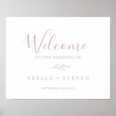 Poster Minimal Leaf | Dusty Rose Wedding Welcome (Devant)