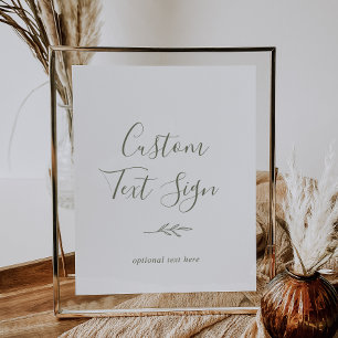 Poster Minimal Leaf Olive Green Custom Text Sign