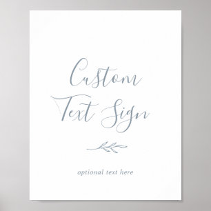 Poster Minimal Leaf Panneau de texte personnalisé bleu