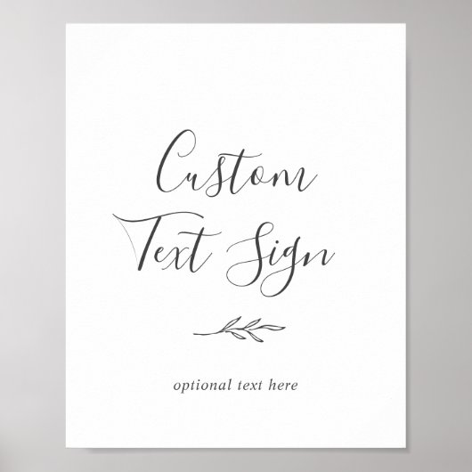 Poster Minimal Leaf | Panneau de texte personnalisé gris  (Devant)