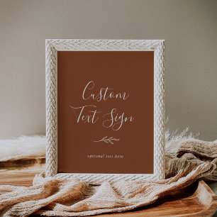 Poster Minimal Leaf Panneau Texte Personnalisé Terracot