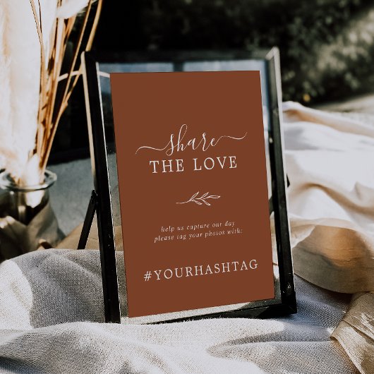 Poster Minimal Leaf | Terracotta Share The Love Hashtag