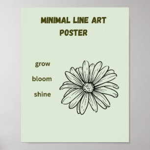 Poster Minimal Line Art Daisy Grandir Fleurir Briller Ver