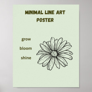 Poster Minimal Line Art Daisy Grandir Fleurir Briller Ver