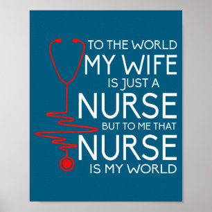 Poster Minimal Ma femme infirmière t , mari infirmier fie