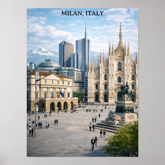 Poster Minimal Milan Italy City View Landmarks (Devant)