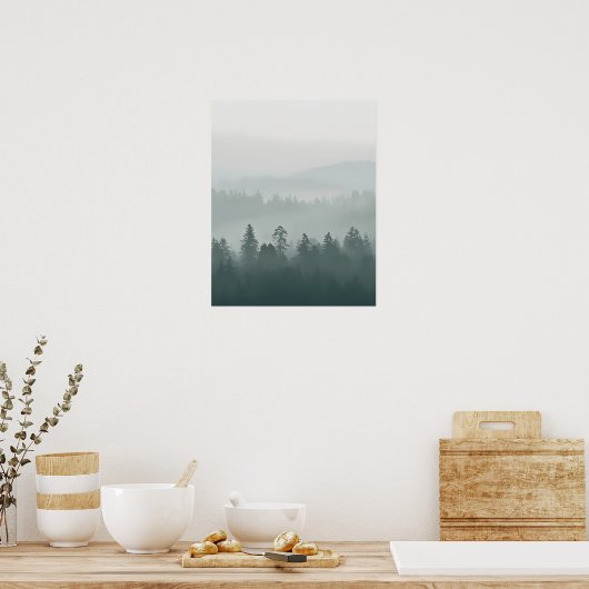 Poster Minimal Misty Forest Wall Art (Cuisine)