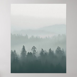 Poster Minimal Misty Forest Wall Art