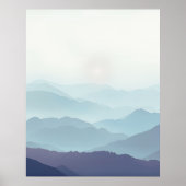 Poster Minimal Misty Mountain Wall Art Print (Devant)