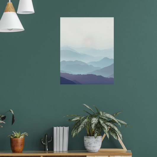 Poster Minimal Misty Mountain Wall Art Print (Salon 1)