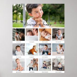 Poster Minimal moderne   1ère année 12 Mois du collage ph