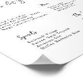 Poster Minimal moderne | Menu Barre Mariage (Coin)