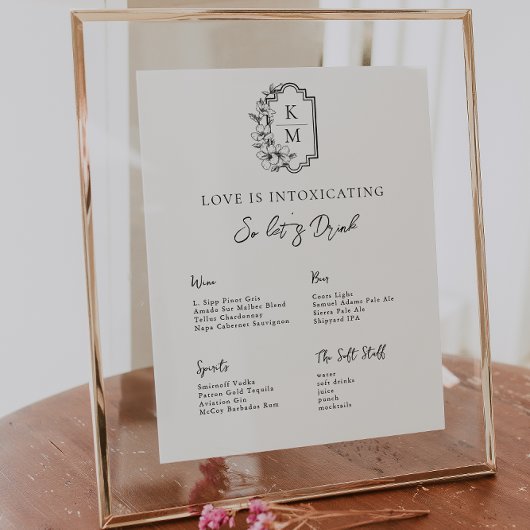 Poster Minimal moderne | Menu Barre Mariage