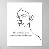 Poster Minimal Noir Elle Est Devenue Un Héros Inspiration (Devant)