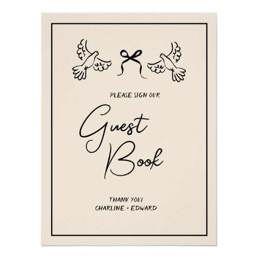 Poster Minimal Olive and Blush Wedding Guestbook (Devant)
