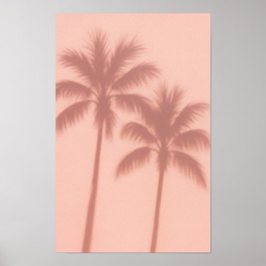 Poster Minimal Palm Tree Shadows – Soft Coral Aesthetic (Devant)