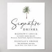 Poster Minimal Palm Tree Wedding Signature Drinks Sign (Devant)