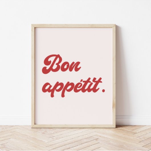 Poster Minimal Rétro Script 'Bon Appétit' Cuisine