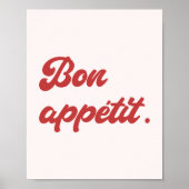 Poster Minimal Rétro Script 'Bon Appétit' Cuisine (Devant)
