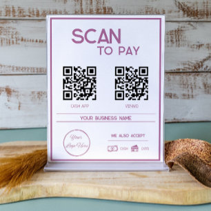 Poster Minimal rose 2 QR codes analyse d'entreprise à pay