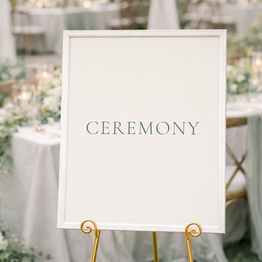 Poster Minimal Sage Green Ceremony Wedding Sign