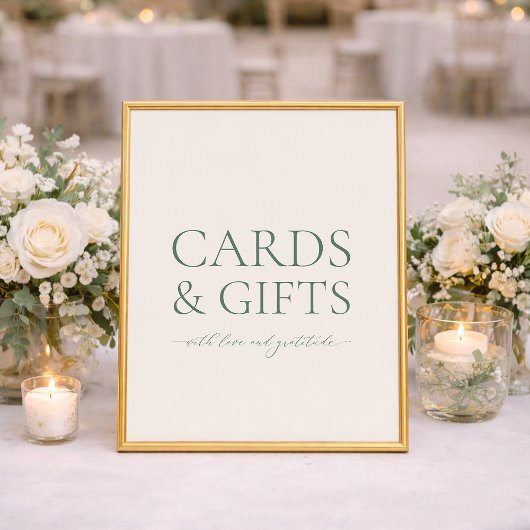 Poster Minimal Sage Green Wedding Cards & Gifts Sign