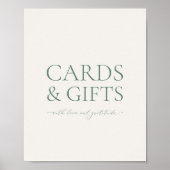 Poster Minimal Sage Green Wedding Cards & Gifts Sign (Devant)
