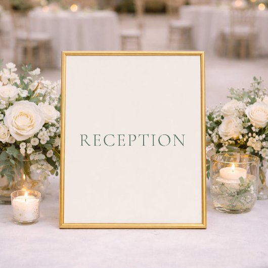 Poster Minimal Sage Green Wedding Reception Sign