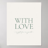 Poster Minimal Sage Green “With Love” Wedding Favor Sign (Devant)