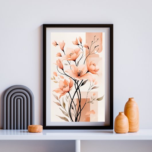 Poster Minimalisme de la Fleur de Pêcher