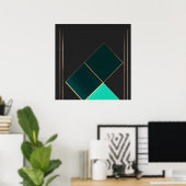 Poster Minimalisme Émeraude et Or (Bureau à domicile)