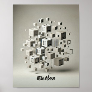 Poster Minimalisme monochrome : Carrés flottants Abstrait