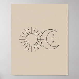 Poster Minimalisme Soleil et Lune Art en Ligne Bohème