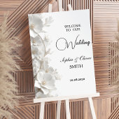 Poster Minimalist 3D White Floral Wedding Welcome Sign