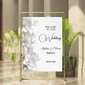 Poster Minimalist 3D White Floral Wedding Welcome Sign