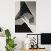 Poster Minimalist Abstract Black White Gray (Bureau à domicile)
