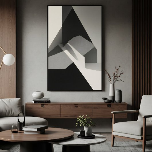 Poster Minimalist Abstract Black White Gray