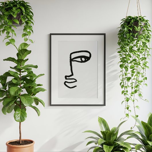 Poster Minimalist Abstract Face Line Art