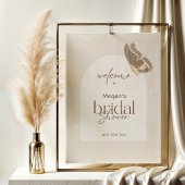 Poster Minimalist Beige Butterfly Bridal Shower Welcome